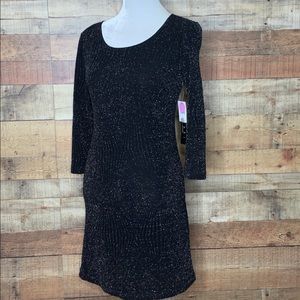 Trixxi Sparkle Stretch Knit Dress Small Black